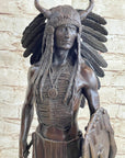 Native American Indian Warrior w/ War Bonnet Bronze Sculpture Statue by P. Manship