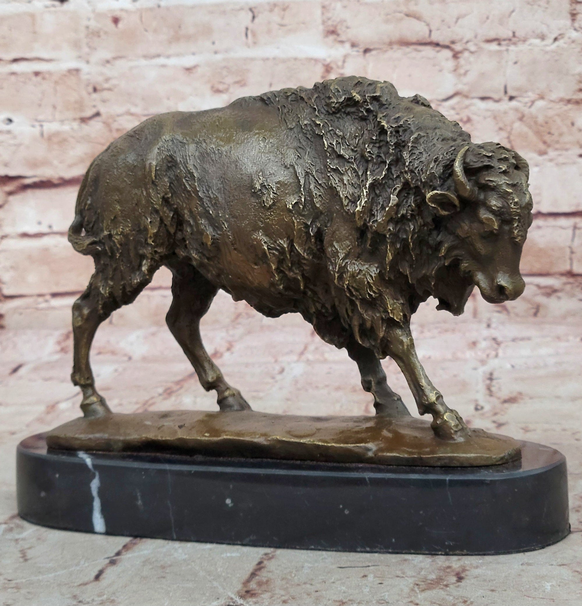 Bronze American Bison Buffalo Statue – Western Wildlife Art by Kauba