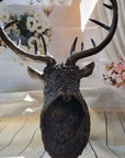 Signed Carl Kauba Life Size Elk Head Bust Bronze Figurine Sculpture Cabin Decor