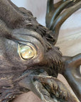 Signed Carl Kauba Life Size Elk Head Bust Bronze Figurine Sculpture Cabin Decor