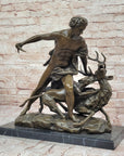 Herecles Hercules & Ceryneian Hind Deer Greek Mythology Bronze Statue Sculpture