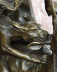 Herecles Hercules & Ceryneian Hind Deer Greek Mythology Bronze Statue Sculpture