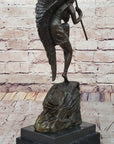 Native American Indian Woman Tribal Medicine Dance Shaman Bronze Sculpture Decor