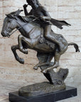 Frederic Remington CHEYENNE bronze statue-Native American Indian on horse