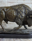 Large American Buffalo Bison Art Deco Sculpture Marble Base Figurine Figure SALE