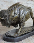 Large American Buffalo Bison Art Deco Sculpture Marble Base Figurine Figure SALE