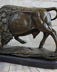 Large American Buffalo Bison Art Deco Sculpture Marble Base Figurine Figure SALE