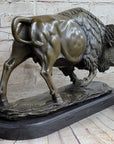 Large American Buffalo Bison Art Deco Sculpture Marble Base Figurine Figure SALE