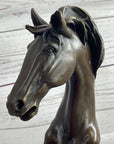 Rearing Wild Stallion Horse Bronze Statue Sculpture Figure Equestrian Horses Decor Signed Art