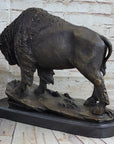 American Bison Buffalo Bronze Metal Statue Sculpture Wildlife Art Deco on Marble Base