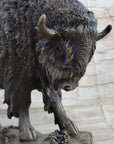 American Bison Buffalo Bronze Metal Statue Sculpture Wildlife Art Deco on Marble Base