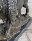 American Bison Buffalo Bronze Metal Statue Sculpture Wildlife Art Deco on Marble Base