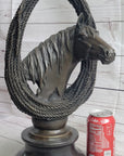 Equestrian Horse Lover Horses Bust Original Art Bronze Sculpture Statue Figure on Marble Base