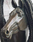 Equestrian Horse Lover Horses Bust Original Art Bronze Sculpture Statue Figure on Marble Base