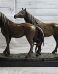 Two Horses Bronze Metal Statue Sculpture after PJ Mene on Marble Base