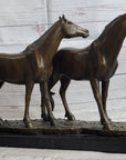 Two Horses Bronze Metal Statue Sculpture after PJ Mene on Marble Base