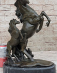 Adult and Baby Horse Pony Dual Rearing Horses Bronze Statue Sculpture Decor