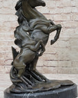 Adult and Baby Horse Pony Dual Rearing Horses Bronze Statue Sculpture Decor