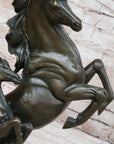 Adult and Baby Horse Pony Dual Rearing Horses Bronze Statue Sculpture Decor