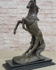 Rearing Stallion Horse Bronze Sculpture Statue Equestrian Horses Decor Signed Original Art