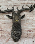Hanging Wall Art Mounted Elk Deer Bust Head Stag Antlers Buck Bronze Sculpture