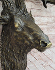 Hanging Wall Art Mounted Elk Deer Bust Head Stag Antlers Buck Bronze Sculpture