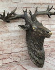 Hanging Wall Art Mounted Elk Deer Bust Head Stag Antlers Buck Bronze Sculpture
