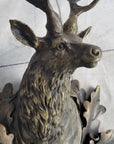 Deer Buck Stag Wall Mounted Bust Head Coat of Arms Plaque Bronze Metal Sculpture