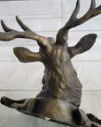 Deer Buck Stag Wall Mounted Bust Head Coat of Arms Plaque Bronze Metal Sculpture