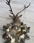 Deer Buck Stag Wall Mounted Bust Head Coat of Arms Plaque Bronze Metal Sculpture