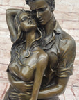 Romantic Bronze Couple Sculpture – Embrace of Love Figurine for Home Decor