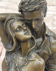 Romantic Bronze Couple Sculpture – Embrace of Love Figurine for Home Decor
