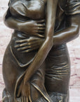 Romantic Bronze Couple Sculpture – Embrace of Love Figurine for Home Decor