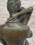 Romantic Bronze Couple Sculpture – Embrace of Love Figurine for Home Decor