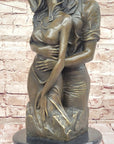 Romantic Bronze Couple Sculpture – Embrace of Love Figurine for Home Decor