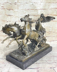 Nike Driving Chariot with Horses Bronze Sculpture Figurine Figure Decor