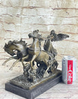Nike Driving Chariot with Horses Bronze Sculpture Figurine Figure Decor