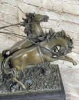 Nike Driving Chariot with Horses Bronze Sculpture Figurine Figure Decor