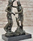 Native American Indian Dancers Rain Dance Bronze Sculpture Statue Original Art on Marble Base