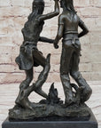 Native American Indian Dancers Rain Dance Bronze Sculpture Statue Original Art on Marble Base