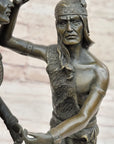Native American Indian Dancers Rain Dance Bronze Sculpture Statue Original Art on Marble Base
