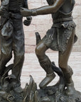 Native American Indian Dancers Rain Dance Bronze Sculpture Statue Original Art on Marble Base