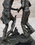 Native American Indian Dancers Rain Dance Bronze Sculpture Statue Original Art on Marble Base