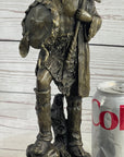 Native American Warrior w/ Tomahawk Bronze Sculpture Statue on Marble Base