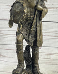 Native American Warrior w/ Tomahawk Bronze Sculpture Statue on Marble Base