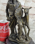 Native American Indian Shaman w/ Deer Bronze Statue Sculpture Figure 12" x 6.5"