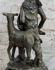 Native American Indian Shaman w/ Deer Bronze Statue Sculpture Figure 12" x 6.5"