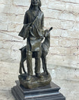 Native American Man w/ Deer Bronze Figure Statue Sculpture Signed Original Art 12" x 5"