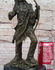 Bronze Mohican Indian Warrior Chief Art Marble Base Sculpture Native American