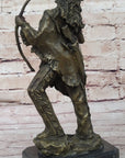 Bronze Mohican Indian Warrior Chief Art Marble Base Sculpture Native American